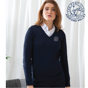 (image for) PC Embroidered Ladies 12 Gauge V-neck Jumper (HB721)