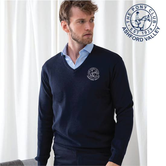 (image for) PC Embroidered Mens 12 Gauge V-neck Jumper (HB720)