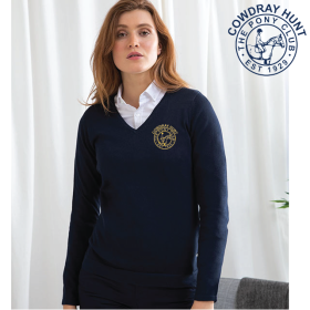 (image for) PC Embroidered Ladies 12 Gauge V-neck Jumper (HB721)
