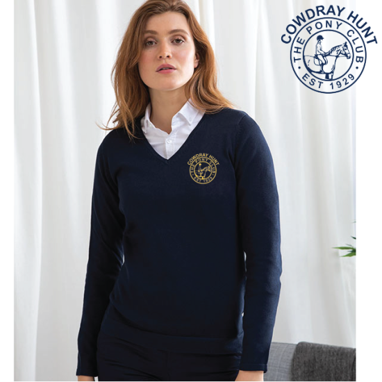 (image for) PC Embroidered Ladies 12 Gauge V-neck Jumper (HB721)