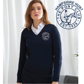 PC Embroidered Ladies 12 Gauge V-neck Jumper (HB721) (image for) PC Embroidered Ladies 12 Gauge V-neck Jumper (HB721)