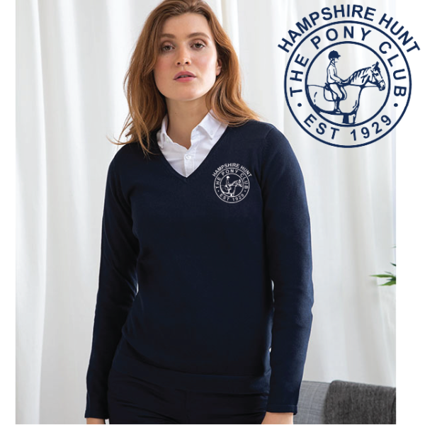 (image for) PC Embroidered Ladies 12 Gauge V-neck Jumper (HB721)