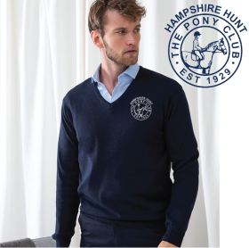 PC Embroidered Mens 12 Gauge V-neck Jumper (HB720) (image for) PC Embroidered Mens 12 Gauge V-neck Jumper (HB720)