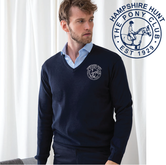 (image for) PC Embroidered Mens 12 Gauge V-neck Jumper (HB720)