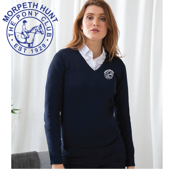 (image for) PC Embroidered Ladies 12 Gauge V-neck Jumper (HB721)