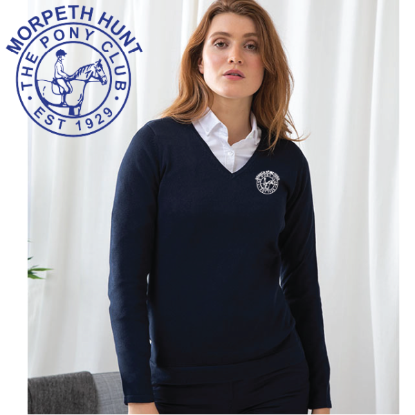 (image for) PC Embroidered Ladies 12 Gauge V-neck Jumper (HB721)
