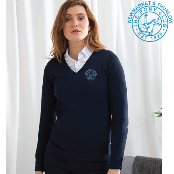 (image for) PC Embroidered Ladies 12 Gauge V-neck Jumper (HB721)