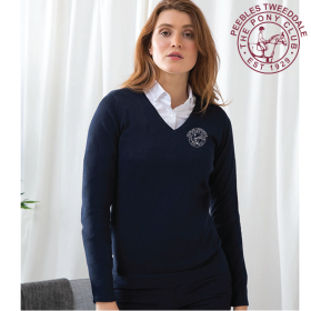 PC Embroidered Ladies 12 Gauge V-neck Jumper (HB721) (image for) PC Embroidered Ladies 12 Gauge V-neck Jumper (HB721)