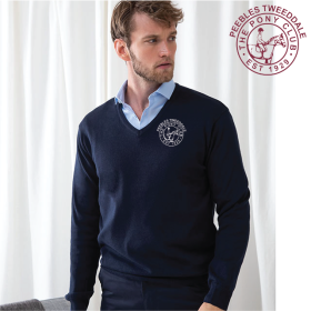 PC Embroidered Mens 12 Gauge V-neck Jumper (HB720) (image for) PC Embroidered Mens 12 Gauge V-neck Jumper (HB720)