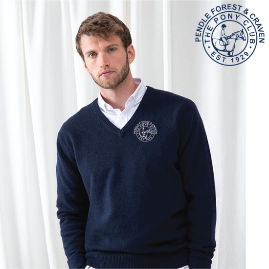 (image for) PC Embroidered Mens 12 Gauge V-neck Jumper (HB720)