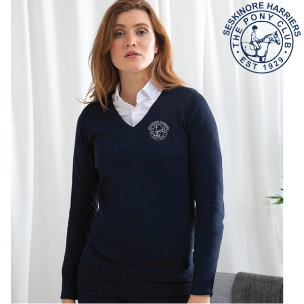 (image for) PC Embroidered Ladies 12 Gauge V-neck Jumper (HB721)