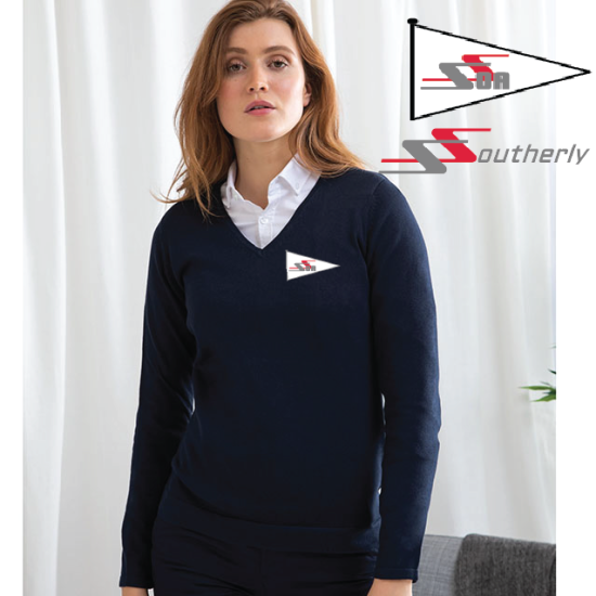 (image for) Ladies 12 Gauge V-neck Jumper (HB721)