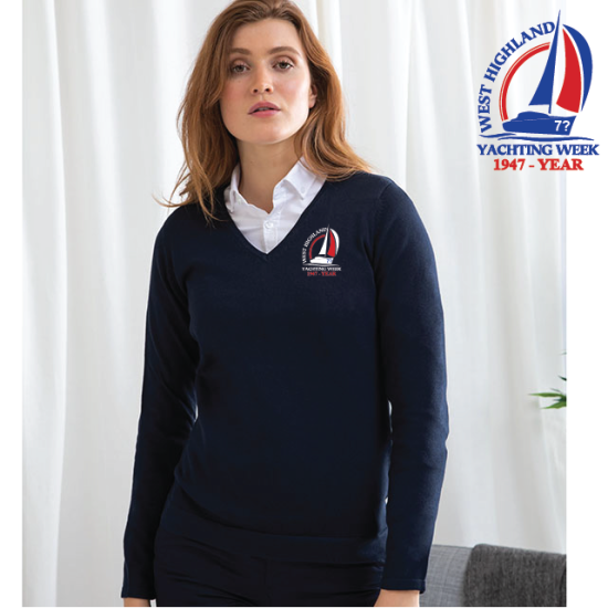 (image for) Ladies 12 Gauge V-neck Jumper (HB721)